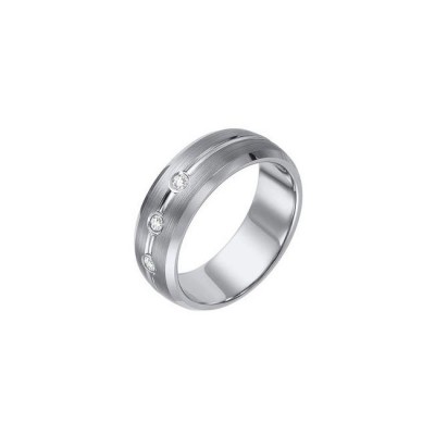 Triton 8mm Tungsten Carbide Bevel Edge Brush Finish Comfort Fit Diamond Band 22-2929-G