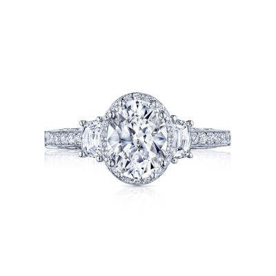 2663OV85X65 Platinum Tacori Dantela Oval 3-Stone Engagement Ring