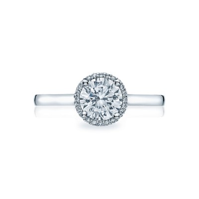 9RD65 Platinum Sculpted Crescent Round Bloom Engagement Ring