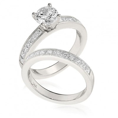 Gottlieb & Sons Engagement Ring Set: Channel-Set with Princess-cut Accents