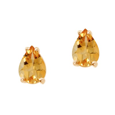 14k Yellow Gold Pear Shaped Citrine Earrings