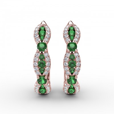 Vintage Emerald and Diamond Hoops 