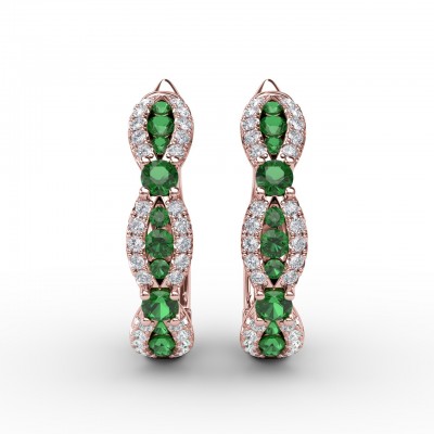 Vintage Emerald and Diamond Hoops 