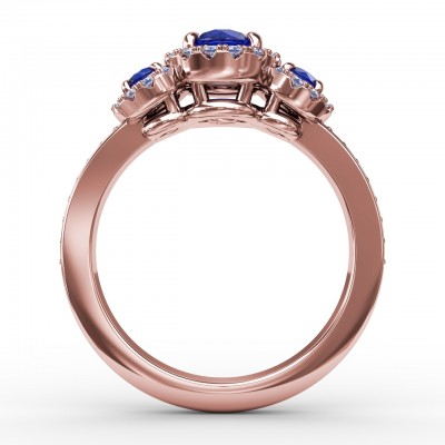 Dazzling Three Stone Sapphire And Diamond Ring 