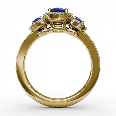 Dazzling Three Stone Sapphire And Diamond Ring 