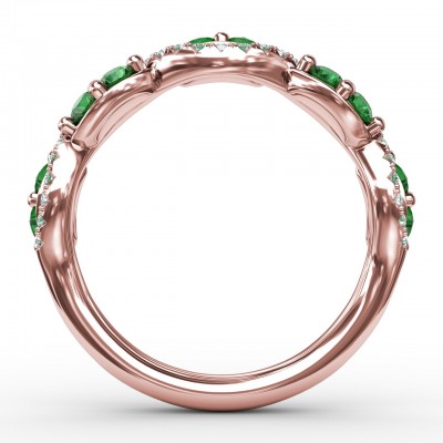 Emerald and Diamond Twist Ring 