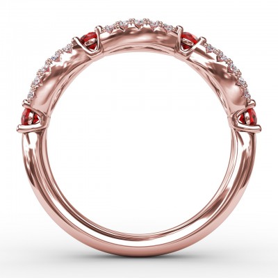 Ruby and Diamond Scalloped Ring 
