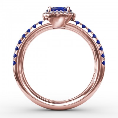 Double Row Oval Sapphire and Diamond Ring