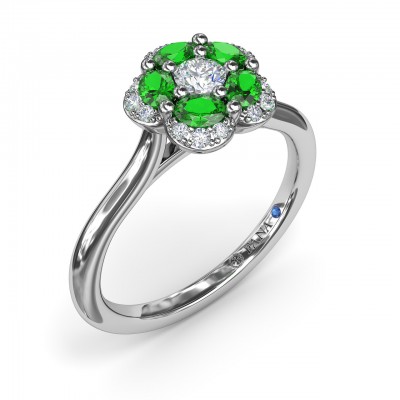 Floral Emerald and Diamond Ring