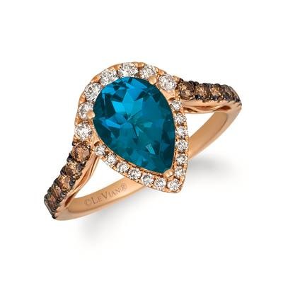 14K Strawberry Gold® Deep Sea Blue Topaz™ 2 cts. Ring