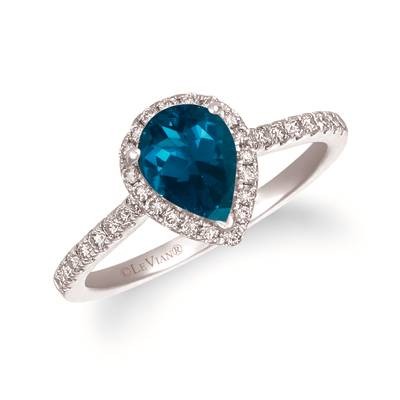 14K Vanilla Gold® Deep Sea Blue Topaz™ 1 cts. Ring