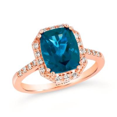 Le Vian Creme Brulee Ring featuring 3 cts. Deep Sea Blue Topaz