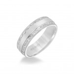 6.5MM Men's Wedding Band - Wire Emery Finish With Textured Vintage Design And Milgrain Bevel Edge