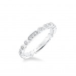 Stackable Band With Diamond And Milgrain Multi-Shape Alternating Design