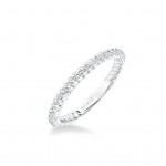 Stackable Band With Diamonds And Inside Rope Pattern
