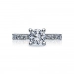 41-25RD65 Platinum Sculpted Crescent  Round Solitaire Engagement Ring