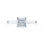 48PR55 Platinum Sculpted Crescent Princess Solitaire Engagement Ring