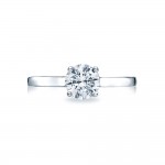 48RD65 Platinum Sculpted Crescent Round Solitaire Engagement Ring