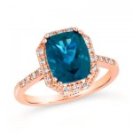 Le Vian Creme Brulee® Ring featuring 3 cts. Deep Sea Blue Topaz