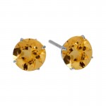 6mm Round 14k White Gold Citrine Stud Earrings