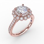 Vintage Double Halo Engagement Ring With Milgrain Details