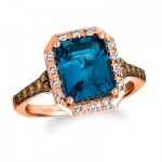 14K Strawberry Gold® Deep Sea Blue Topaz™ 3 1/2 cts. Ring 