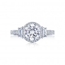 2663RD75 Platinum Ladies Dantela Round 3-Stone Engagement Ring