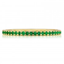 266715B34EMY 18 Karat Sculpted Crescent String of Emeralds Ring Wedding Band