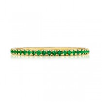 266715B12EMY 18 karat Sculpted Crescent String of Emeralds Ring Wedding Band