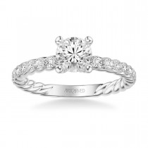 Wren Contemporary Side Stone Rope Diamond Engagement Ring