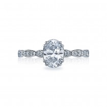 57-2OV75X55 Platinum Sculpted Crescent Oval Solitaire Engagement Ring