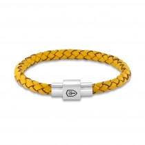 T89 Braided Leather Bracelet with Silver-Satin Magnetic Closure