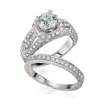 Gottlieb & Sons Engagement Ring Set: Vintage Inspired Split-Shank Halo