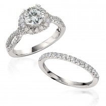 Gottlieb & Sons Engagement Ring Set: Split Diamond Shank Halo