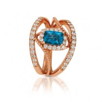 14K Strawberry Gold® Deep Sea Blue Topaz™ 7/8 cts. Ring