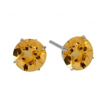 6mm Round 14k White Gold Citrine Stud Earrings