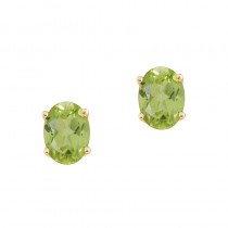 14k Yellow Gold Oval Peridot Stud Earrings