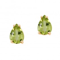 14k Yellow Gold Pear Shaped Peridot  Earrings
