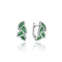 Glam Galore Dramatic Emerald and Diamond Leaf Earrings
