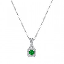 Truly Enamored Emerald and Diamond Criss Cross Pendant