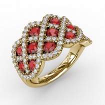 You And Me Ruby And Diamond Interweaving Ring