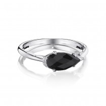 Solitaire Pear-Shaped Ring with Black Onyx