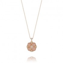 Moon Rosé Pave Lotus Four Gem Pendant    