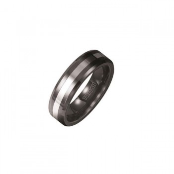 Triton 6mm Tungsten Carbide And Black Ceramic Bevel Edge Comfort Fit Band 11-01-2336