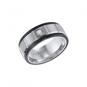 Triton Black And White Tungsten Carbide Men'S Band 22-4329