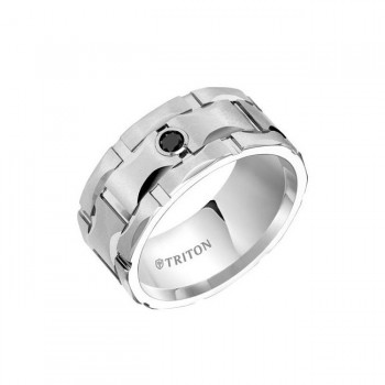 Triton 10mm White Tungsten Matrix Comfort Fit Black Diamond Band 22-4822