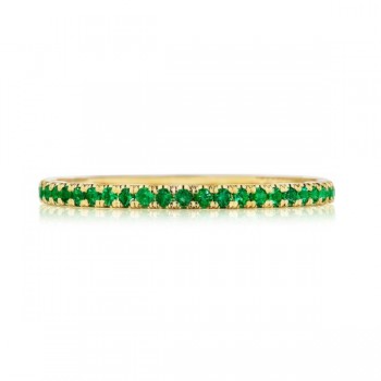 266715B12EMY 18 karat Sculpted Crescent String of Emeralds Ring Wedding Band