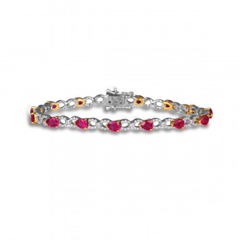 Ruby and Diamond Pear shape Bracelets