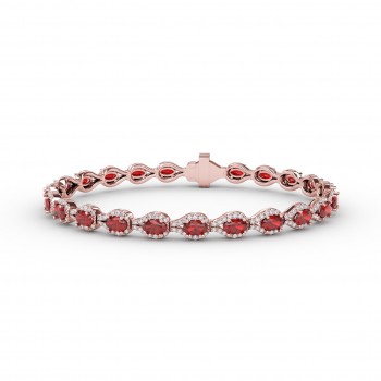 Pear-Shaped Diamond & Ruby Bracelet