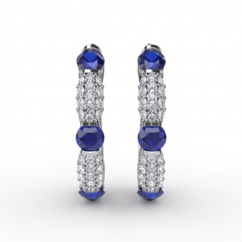 Whimsical Sapphire and Diamond Hoops 